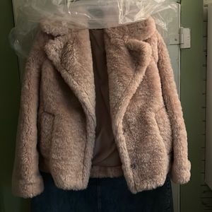 BNWT Boden Faux Fur pale pink coat